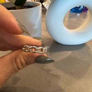 Unisex Silver Chain Link Ring Size 8